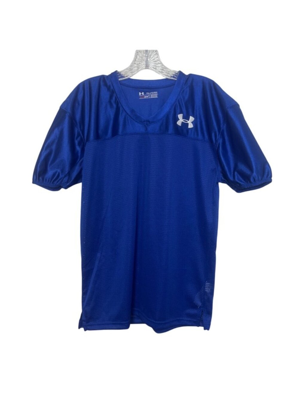 Under Armour HeatGear Mesh Football Jersey Boys YXL Blue Sleeve Shirt